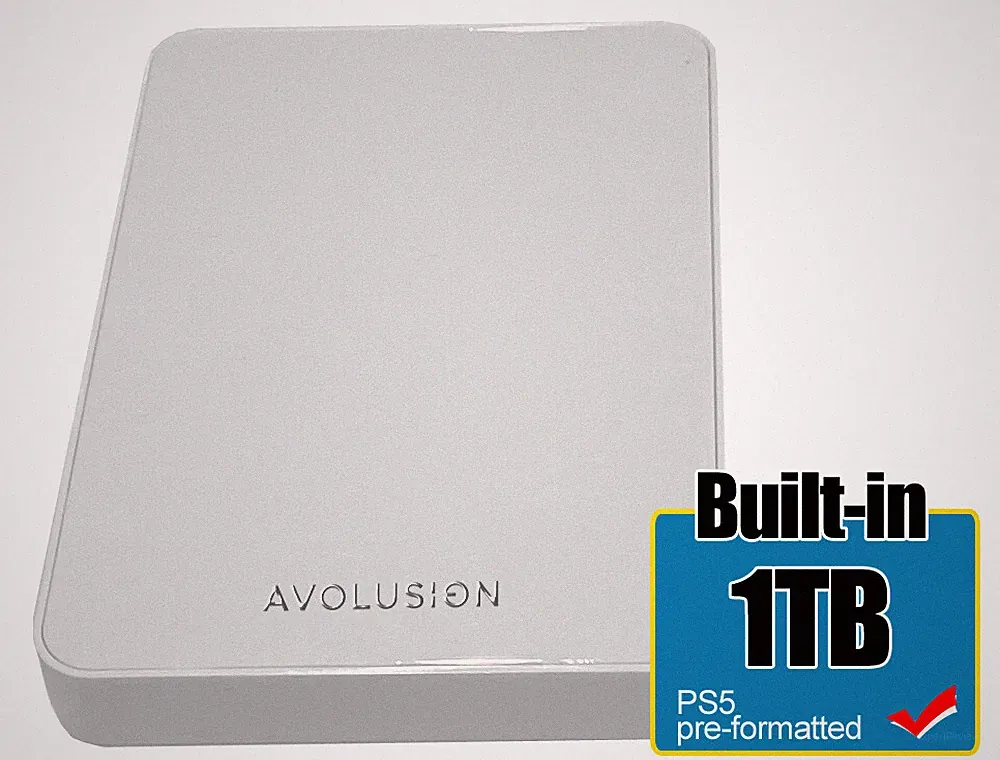 Avolusion Z1-S 1TB USB 3.0 Portable External Gaming PS5 Hard Drive - White